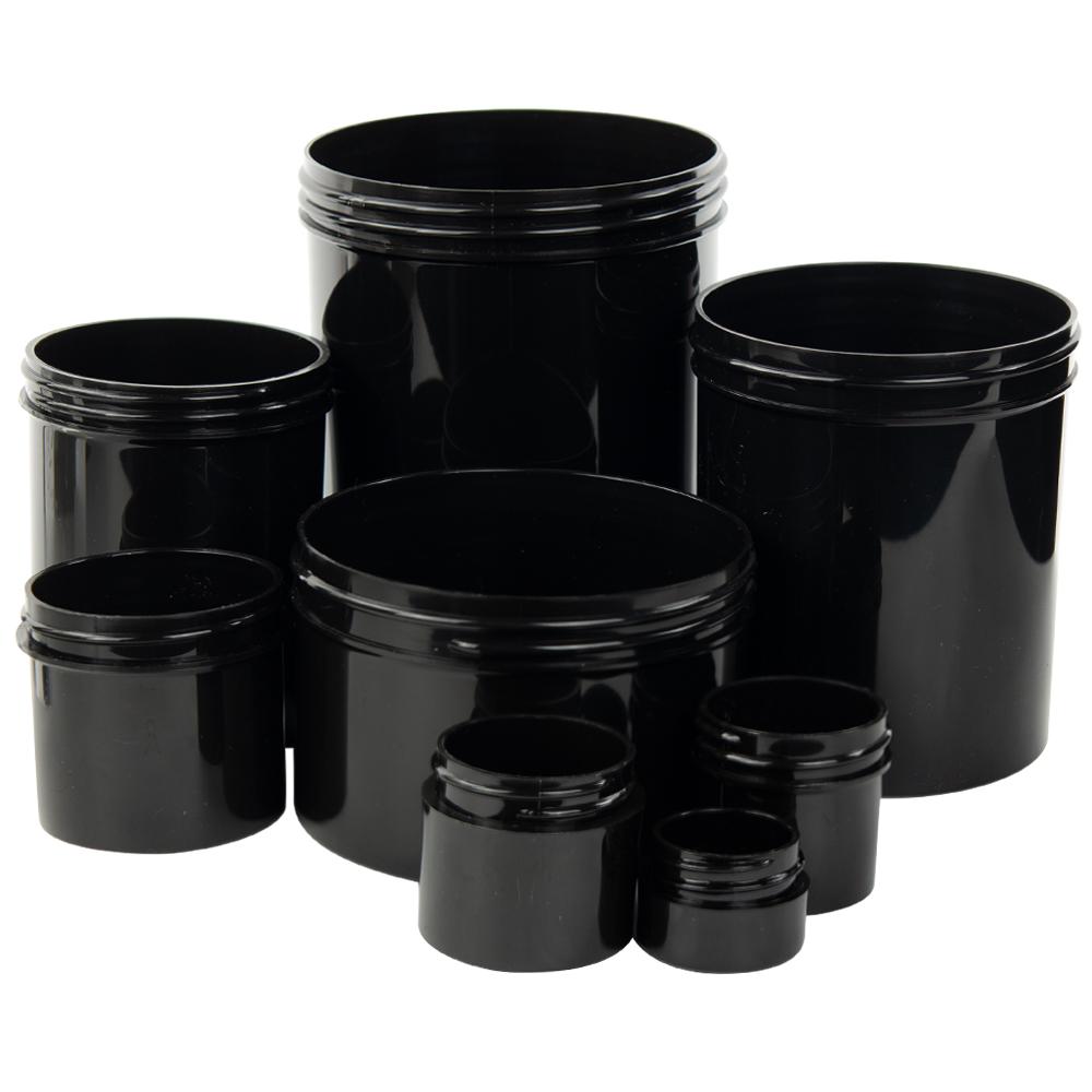 Black Polypropylene Straight Sided Jars