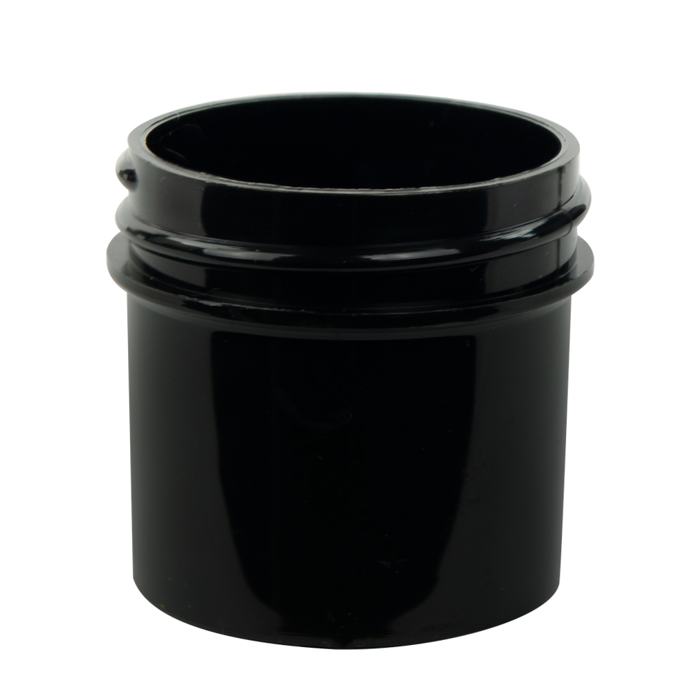 1 oz. Black Polypropylene Straight-Sided Round Jar with 43/400 Neck (Cap Sold Separately)