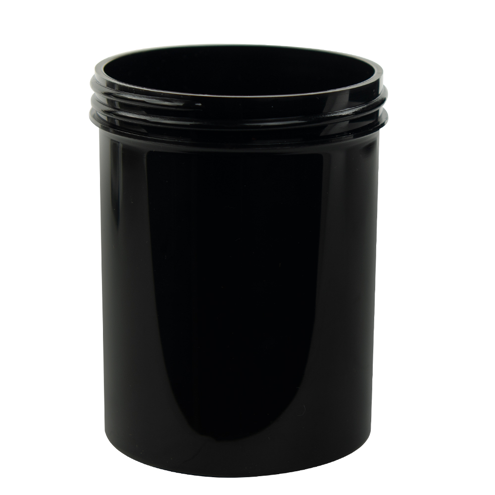 8 oz. Black Polypropylene Straight-Sided Round Jar with 70/400 Neck (Cap Sold Separately)