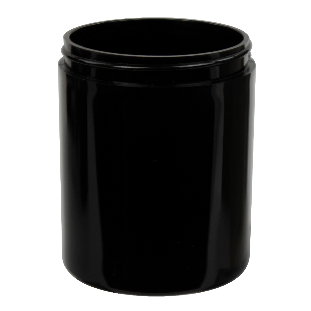 8 oz. Black Polypropylene Thick Wall Straight-Sided Round Jar with 70/400 Neck (Cap Sold Separately)