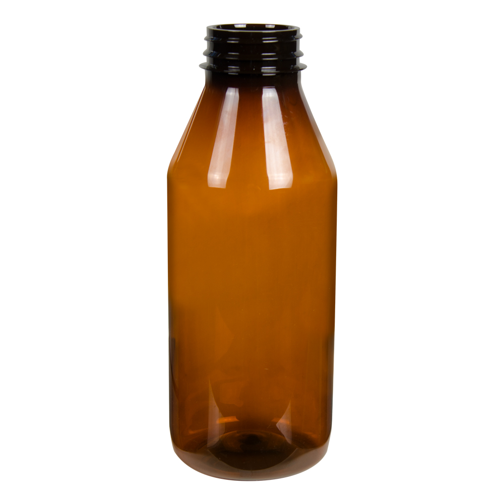 32 oz. Amber PET Beverage Bottle with 48/400 Neck (Cap Sold Separately)