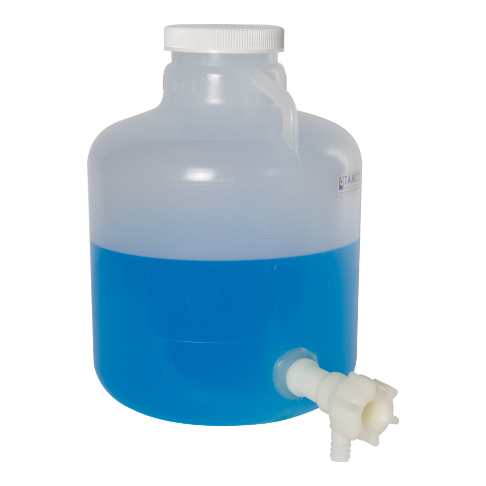 5 Gallon Nalgene™ Wide Mouth Polypropylene Carboy Modified by Tamco® with a 3/4" NPT Spigot