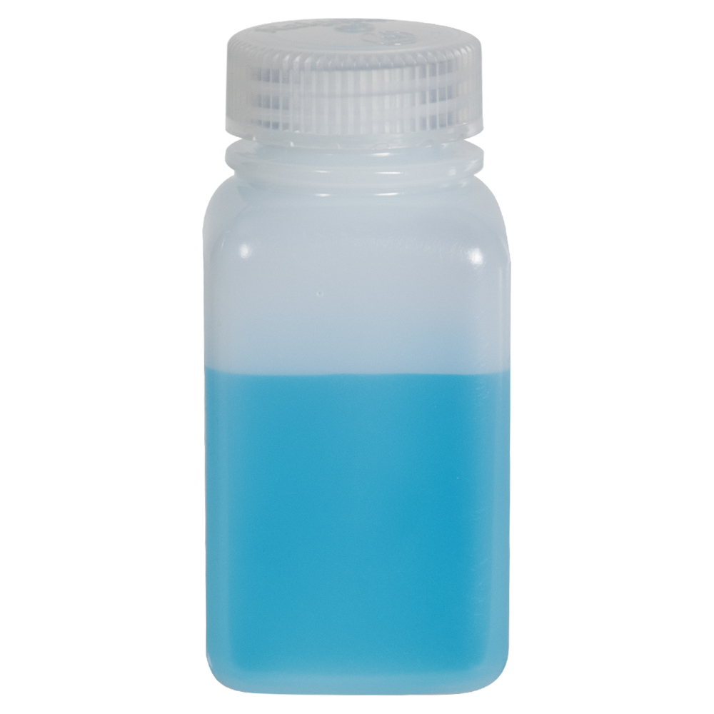 6 oz./175mL Nalgene™ Wide Mouth Polyethylene Square Bottle with 38mm Cap