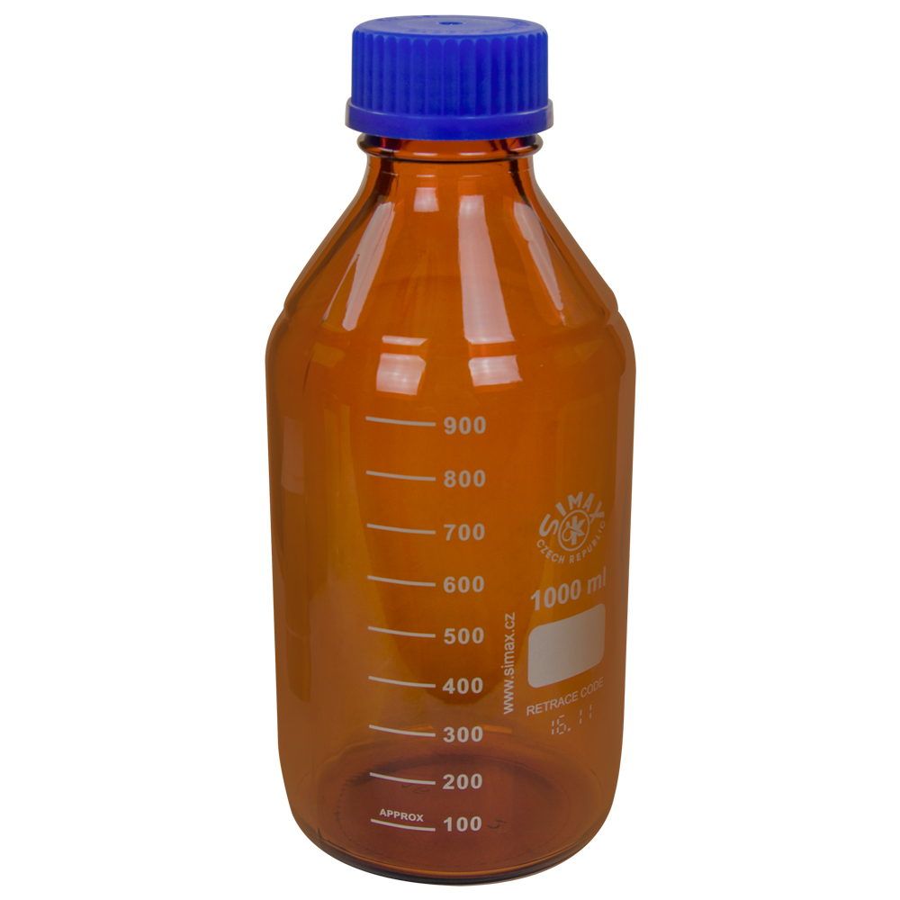 1000mL Amber Glass Media/Storage Bottle with GL45 Cap