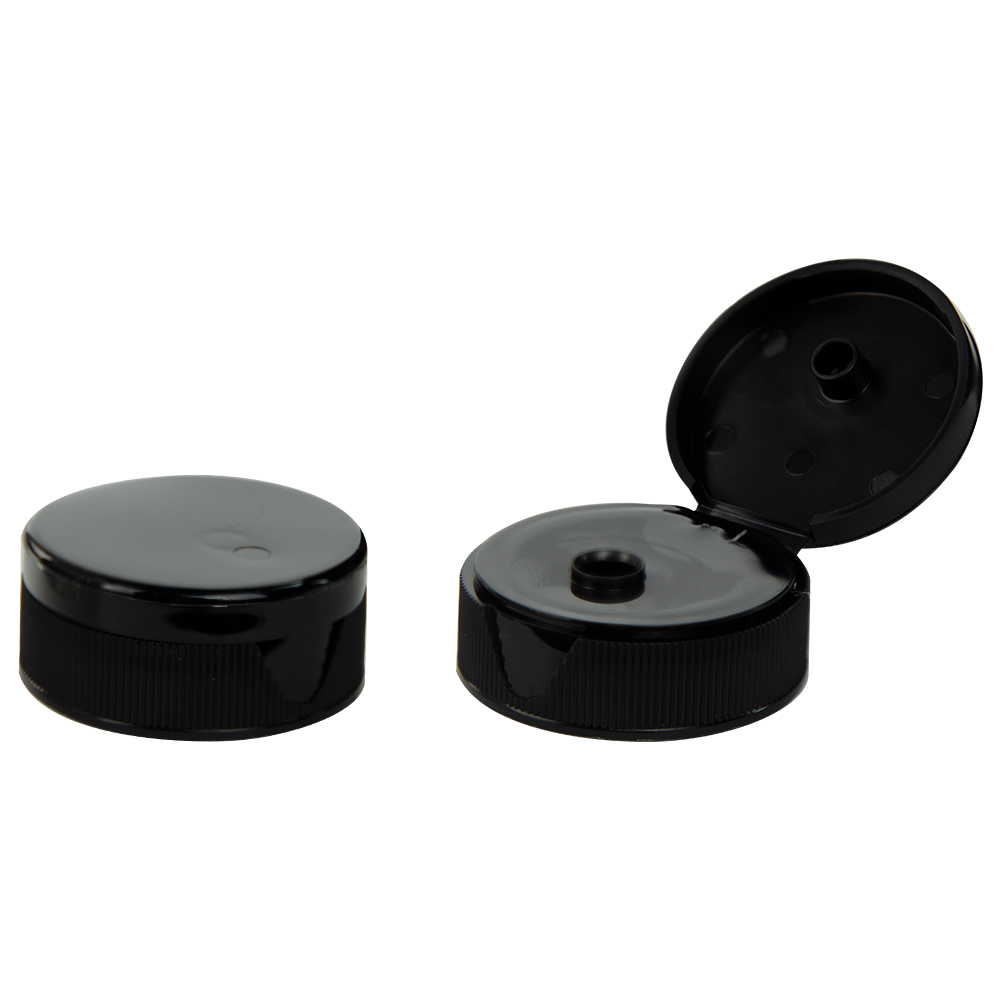 38/400 Black Ribbed Snap-Top Dispensing Cap with 0.25" Orifice