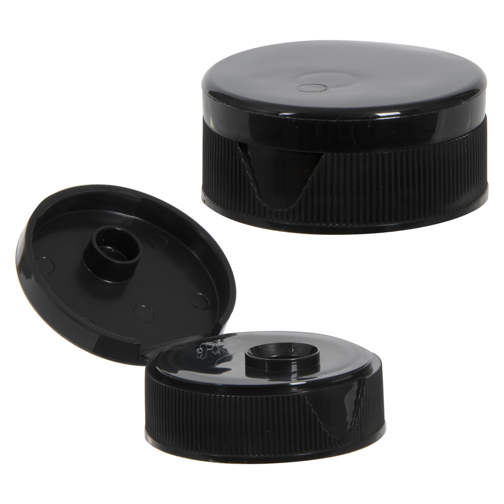 38/400 Black Ribbed Snap-Top Dispensing Cap with 0.375