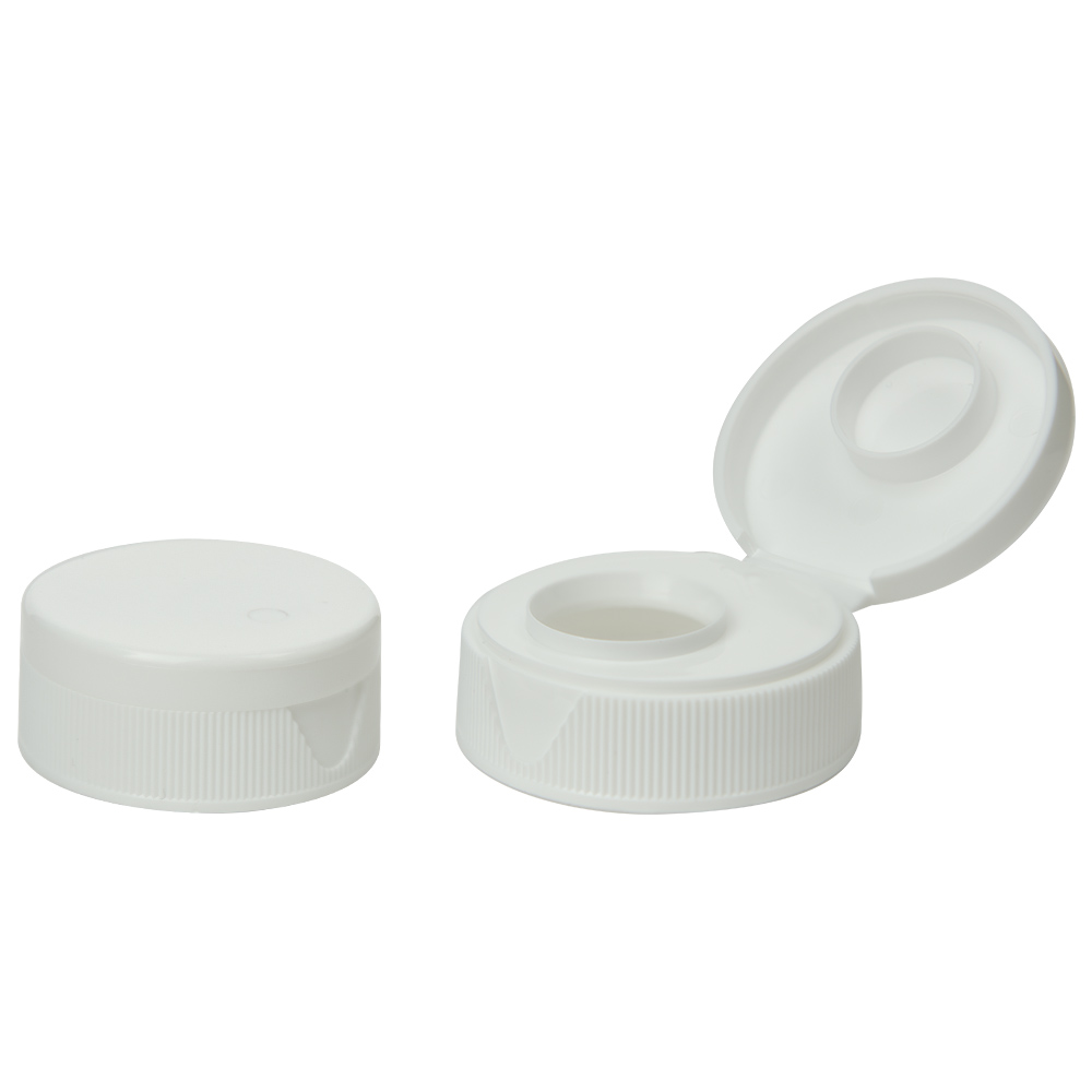 38/400 White Ribbed Snap-Top Dispensing Cap with 0.5" Orifice