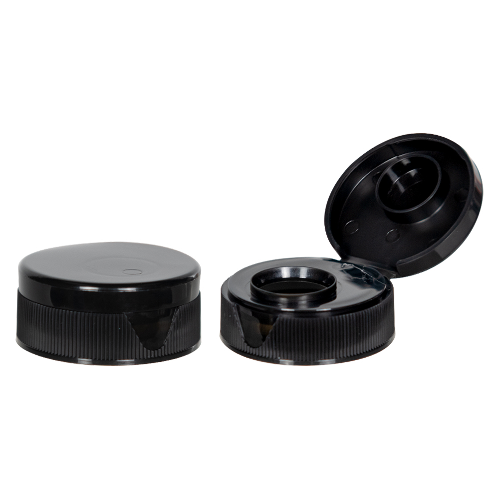 38/400 Black Ribbed SnapTop Cap with 0.6875" Orifice U.S. Plastic Corp.