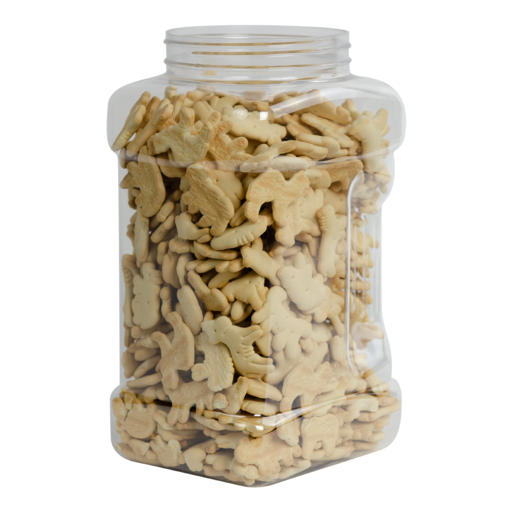 128 oz. Clear PET Square Plaza Jar with 110mm Neck (Cap Sold Separately)