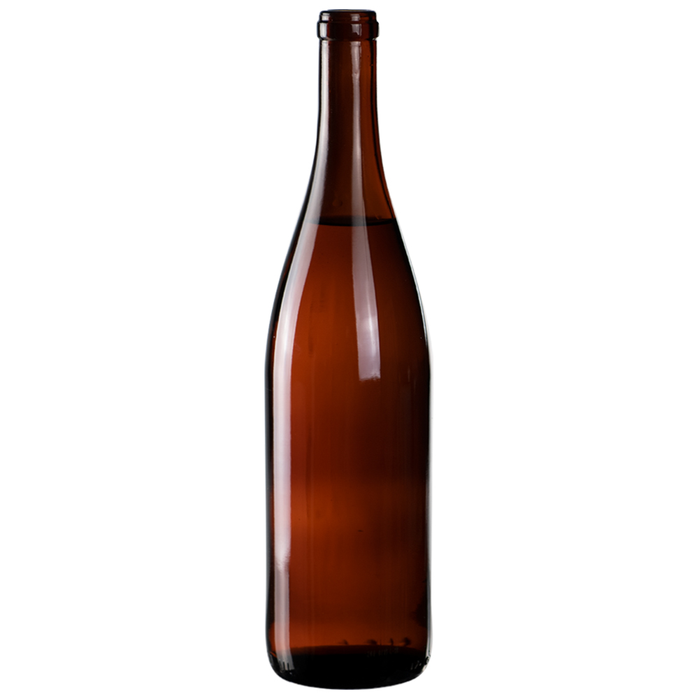 750mL Amber Glass Flat Bottom Bottle w/ Cork Neck (Cork sold separately)