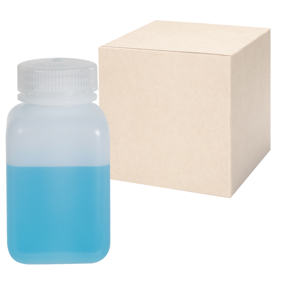 8 oz./250mL Nalgene™ Wide Mouth Polyethylene Square Bottles with 43mm Caps - Case of 72