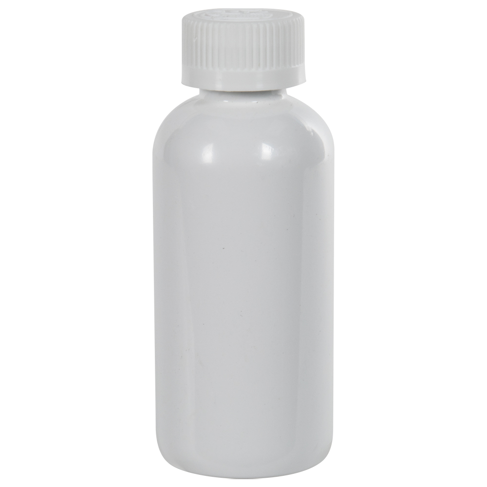 4 oz. White PET Traditional Boston Round Bottle with 24/410 CRC Cap