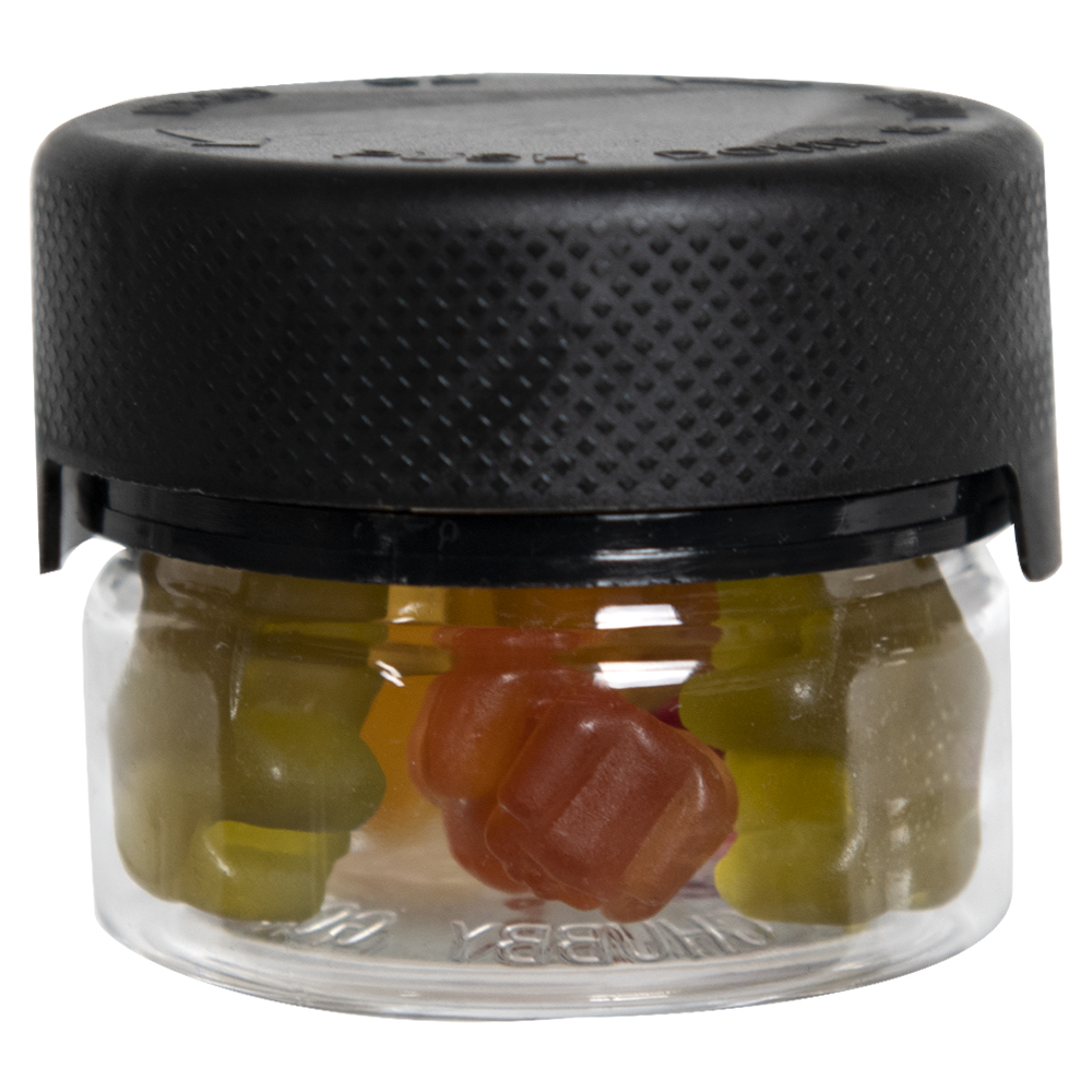 1 oz./30cc Clear PET Aviator Container with Black CR Cap & Seal
