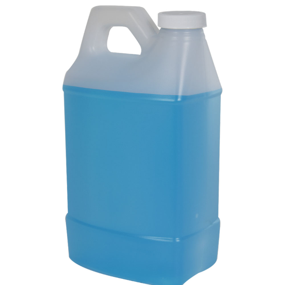 2 Liter Natural HDPE F-Style Handleware Jug with 38/400 White Ribbed Cap with F217 Liner