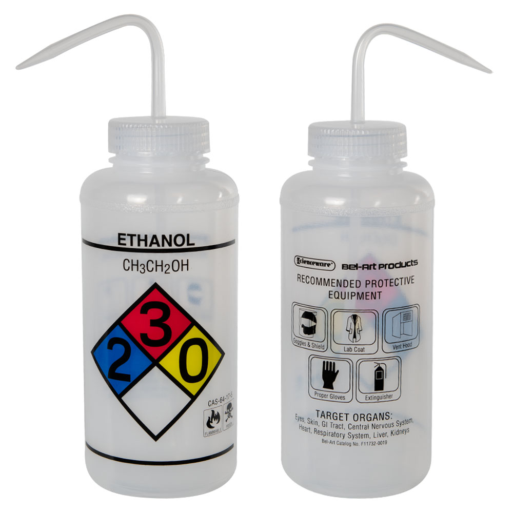 1000mL (32 oz.) Scienceware® Ethanol Wide Mouth Safety-Labeled