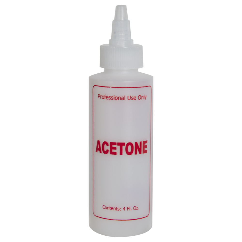 4 oz. Natural HDPE Cylinder Bottle with 24/410 Twist Open/Close Cap & Red "Acetone" Embossed