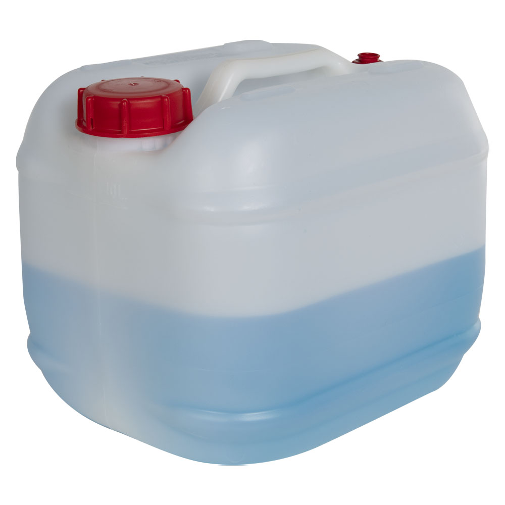2-1/2 Gallon Natural HDPE Tight Head Container with 60mm Red Vented Cap