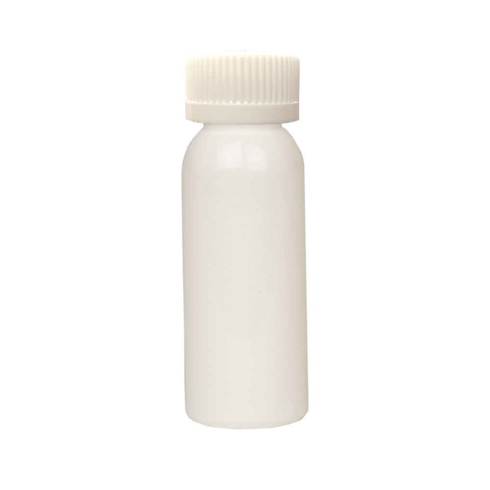 1 oz. White PET Cosmo Round Bottle with CRC 20/410 Cap with F217 Liner
