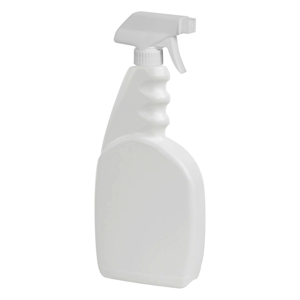 23 oz. White HDPE Trigger Spray Bottle with 28/400 White Polypropylene Sprayer