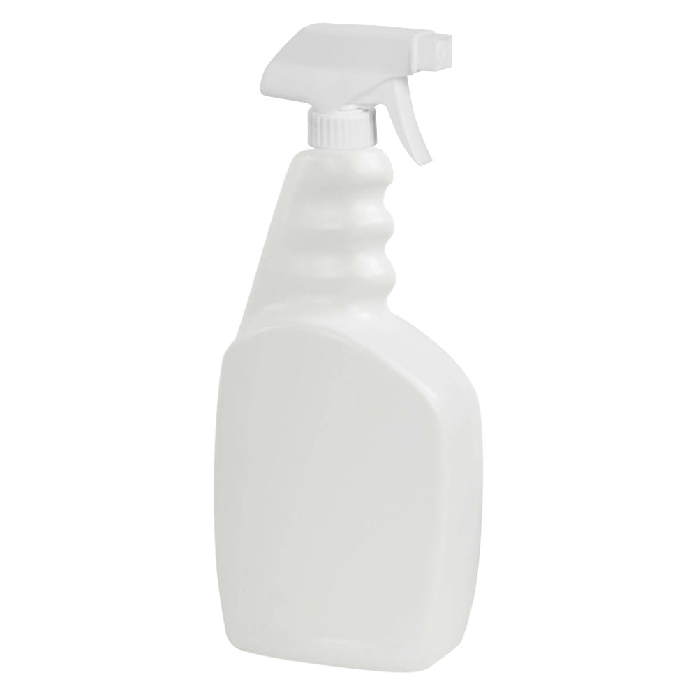 33 oz. White HDPE Trigger Spray Bottle with 28/400 White Polypropylene Sprayer