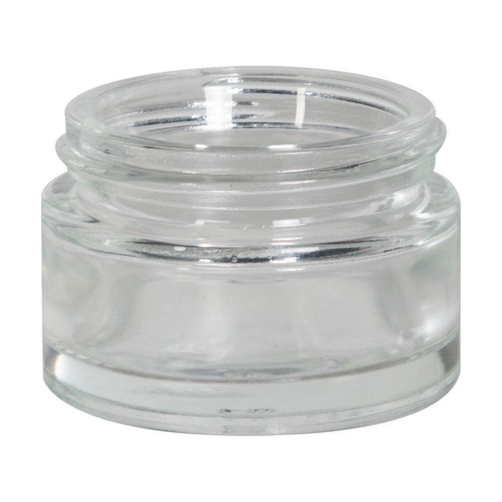 15mL Clear Round Glass Round Jar with 43/400 Neck (Caps Sold Separately)