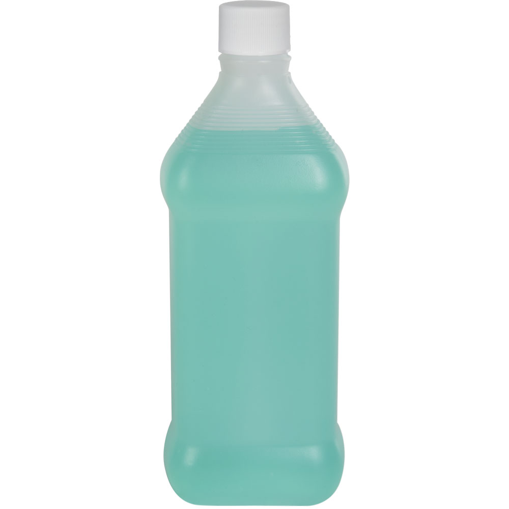 16 oz. Natural HDPE Oval Rubbing Alcohol Bottle with 28/410 White Ribbed Cap with F217 Liner