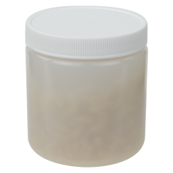 16 oz. Natural HDPE Wide Mouth Round Jar with 89/400 White Ribbed Cap with F217 Liner