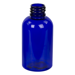 2 oz. Cobalt Blue PET Squat Boston Round Bottle with 20/410 Neck (Caps Sold Separately)