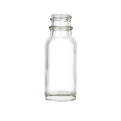 1/2 oz. Clear Glass Boston Round Bottle with 18/400 Neck (Cap Sold Separately)