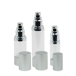 Clear/Brushed Aluminum Airless Bottles with Pumps