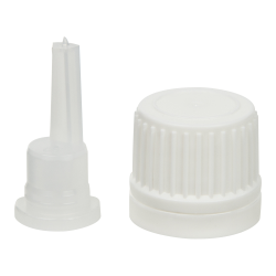 18mm White HDPE Tamper Evident Cap for EO Bottles with 0.039mL Orifice Reducer