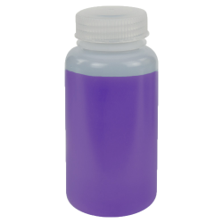 250mL HDPE Wide Mouth Pre-Cleaned Container with Certified Bar Code & Cap - Case of 72