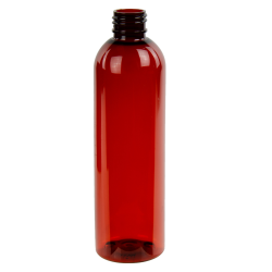 8 oz. Red Amber PET Cosmo Round Bottle with 24/410 Neck (Cap Sold Separately)