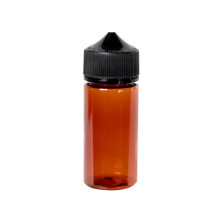 100mL Transparent Amber PET Unicorn Bottle with Black CRC/TE Cap