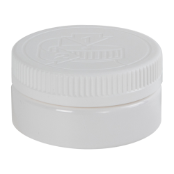 4 oz. White PET Low Profile Round Jar with 70/400 White Ribbed CRC Cap with F217 Liner