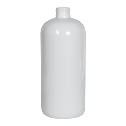 32 oz. White PET Traditional Boston Round Bottle with 28/410 Neck (Cap Sold Separately)