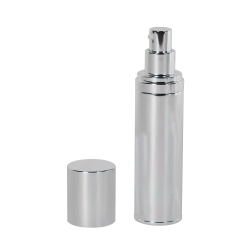 50mL Silver Airless Treatment Bottle with Pump & 18mm Cap