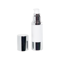 30mL White/Silver Aluminum Airless Treatment Bottle with Pump & Cap