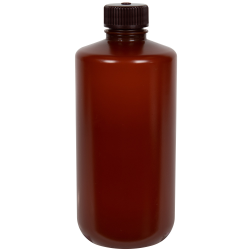 500mL Nalgene™ Narrow-Mouth Translucent Amber HDPE Bottle with 28/415 Cap