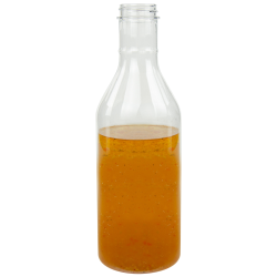 32 oz. PET Round Sauce Bottle with 38/400 Neck (Cap Sold Separately)