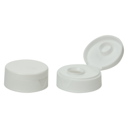 38/400 White Ribbed Snap-Top Dispensing Cap with 0.375" Orifice