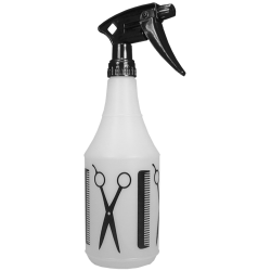 24 oz. Natural HDPE Spray Bottle with Black Shears & Combs Embossed & 28/400 Trigger Sprayer