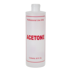 8 oz. Natural HDPE Cylinder Bottle with 24/410 Neck & Red "Acetone" Embossed (Caps Sold Separately)