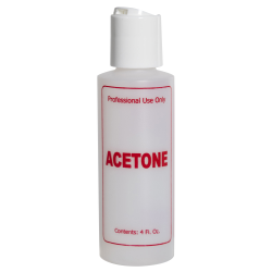 4 oz. Natural HDPE Cylinder Bottle with 24/410 White Dispensing Disc-Top Cap & Red "Acetone" Embossed