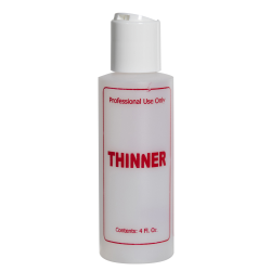 4 oz. Natural HDPE Cylinder Bottle with 24/410 White Disc Top Cap & Red "Thinner" Embossed