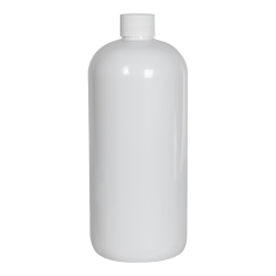32 oz. White PET Traditional Boston Round Bottle with 28/410 Plain Cap with F217 Liner