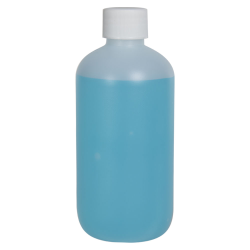 8 oz. HDPE Natural Boston Round Bottle with 24/410 Plain Cap with F217 Liner