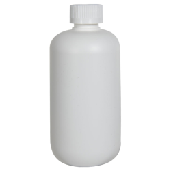 12 oz. White HDPE Boston Round Bottle with 24/410 White Ribbed CRC Cap with F217 Liner