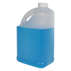 128 oz. HDPE Slant Handle Jug with 38/400 White Ribbed CRC Cap with F217 Liner