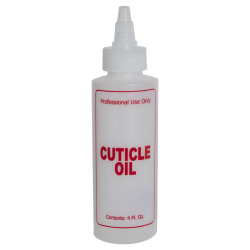 4 oz. Natural HDPE Cylinder Bottle with 24/410 Twist Open/Close Cap & Red "Cuticle Oil" Embossed